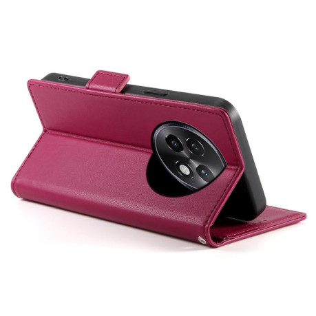Чехол-книжка Side Buckle Magnetic Frosted Leather для Realme 13+ - винно-червоний