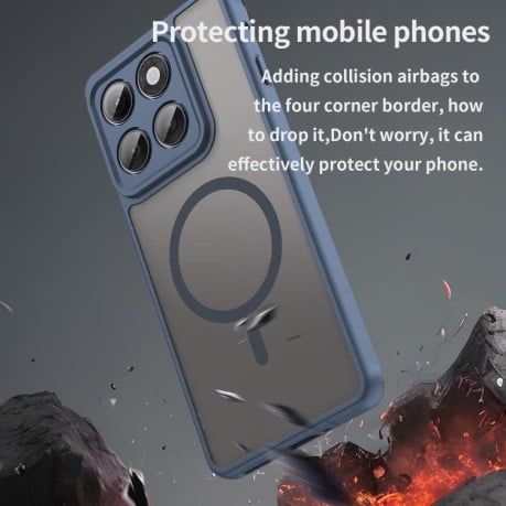 Противоударный чехол Fan Dun Series TPU Hybrid PC Frosted Magsafe для Motorola Edge 60 Pro - синій
