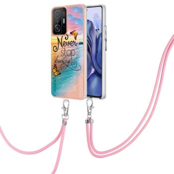 Противоударный чехол Electroplating IMD with Lanyard для Xiaomi Mi 11T / Mi 11T Pro - Dream Butterfly