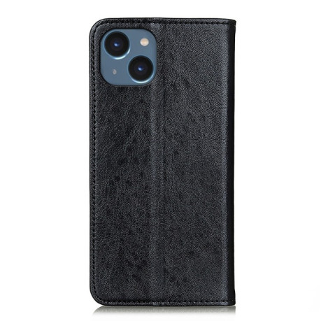 Кожаный чехол Retro Crazy Horse Texture на iPhone 15 Plus Magnetic - черный