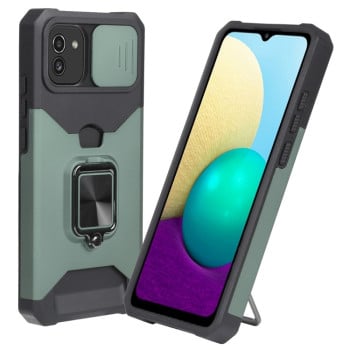 Противоударный чехол Sliding Camera Design для Samsung Galaxy A03/A04E - темно-зеленый