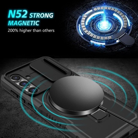 Противоударный чехол Sliding Camshield Magsafe Holder для Samsung Galaxy S23 FE 5G - черный
