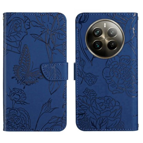 Чехол-книжка Skin Feel Butterfly Embossed для Realme 12 Pro / 12 Pro+ - синий