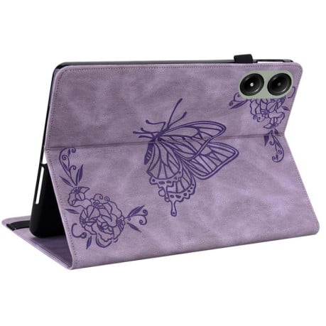 Чехол-книжка Butterfly Flower Embossed Leather на Xiaomi Redmi Pad 2 / Xiaomi Redmi Pad SE 11 2025 - фіолетовий