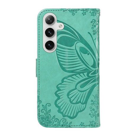 Чохол-книжка Swallowtail Butterfly Embossed Leather для Samsung Galaxy S25+ / S24+ 5G - зелений