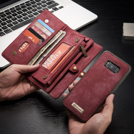 Кожаный чехол- кошелек CaseMe на Samsung Galaxy S8/G950 Crazy Horse Texture -красный