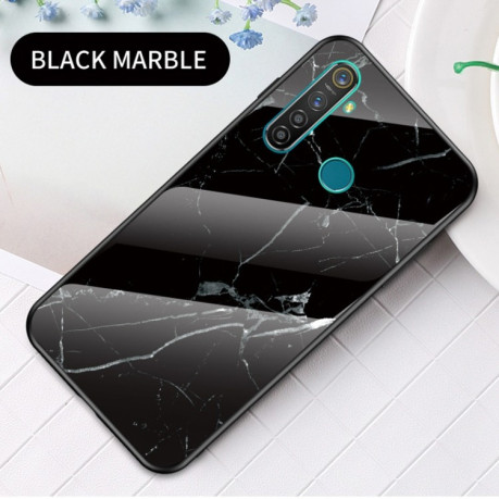 Стеклянный чехол Marble Glass Protective на Realme 5 Pro/Realme Q -черный