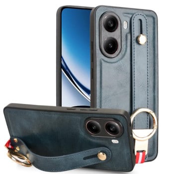 Противоударный чехол Wristband Leather Back для Xiaomi Poco X7 Pro 5G - синий