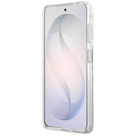 Оригинальный чехол Guess IML Leopard Print Triangle с MagSafe на Samsung Galaxy S26 — коричневый