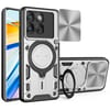 Чехол со шторкой камеры CD фактурой и подставкой для Motorola Edge 70 5G — серебристый