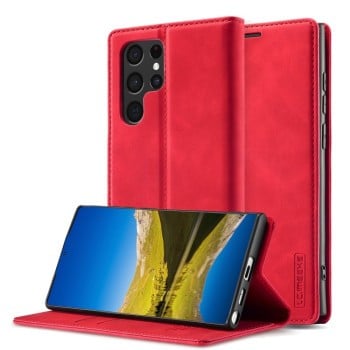 Чехол-книжка LC.IMEEKE Soft для Samsung Galaxy S22 Ultra - красный