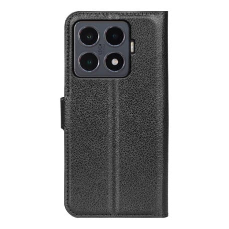 Чехол-книжка с фактурой Litchi и магнитным хлястиком на Xiaomi 15T Pro - черный