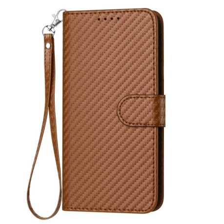 Чехол-книжка Carbon Fiber Texture на Xiaomi Redmi Note 14 5G/Poco M7 Pro 5G - кофейный