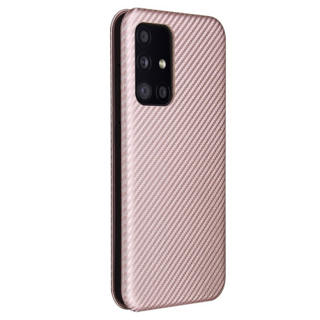 Чехол-книжка Carbon Fiber Texture на Samsung Galaxy A52/A52s - розовый