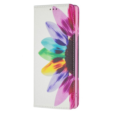 Чехол-книжка Colored Drawing Pattern Invisible для Samsung Galaxy S22 Ultra 5G - Sun Flower