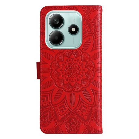 Чехол-книжка Embossed Sunflower для Xiaomi Redmi Note 14 5G - красный