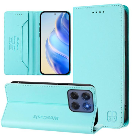 Чехол-книжка RC01 Dual-Folded Magnetic Suction RFID Leather на Motorola Edge 5G 2025 / Edge 60 Fusion - зеленый