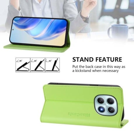 Чохол-книжка RC01 Dual-Folded Magnetic Suction RFID на Xiaomi Redmi Note 15 4G / 5G /Poco M8 164mm — трав'яний