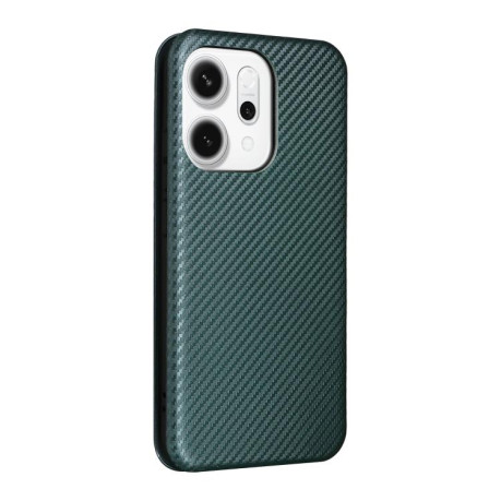 Чохол-книжка Carbon Fiber Texture на OPPO Reno14 Global / Reno14 F — зелений