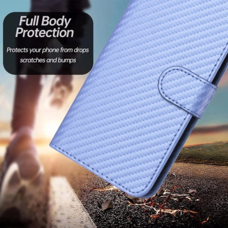 Чехол-книжка Carbon Fiber Texture на Xiaomi Redmi Note 14 5G/Poco M7 Pro 5G - фиолетовый