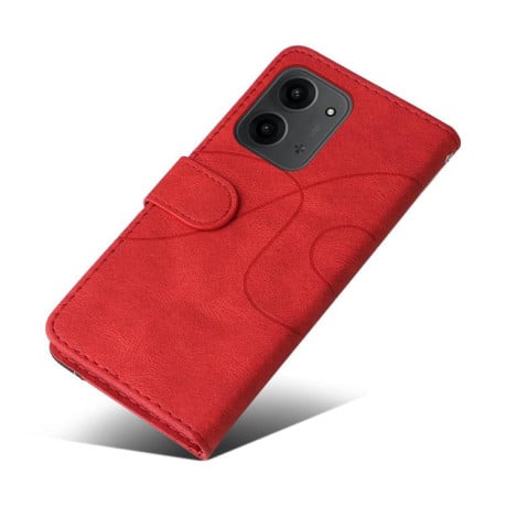 Чохол-книжка Dual-color Splicing Flip Leather на Xiaomi Redmi 15C 4G EU / 15C 5G 173.1mm - червоний