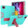 Протиударний чохол з підставкою Color Robot на iPad Air 11 (2024)/Air 4  10.9 (2020)/Pro 11 (2018)/Pro 11 (2020)-м'ятно-зелений з рожево-червоним