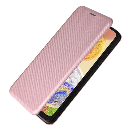 Чехол-книжка Carbon Fiber Texture на Samsung Galaxy A04 4G - розовый