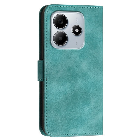 Чехол-книжка Grid Butterfly Embossed Pattern Flip Leather для Xiaomi Redmi Note 14 5G/Poco M7 Pro 5G - голубой