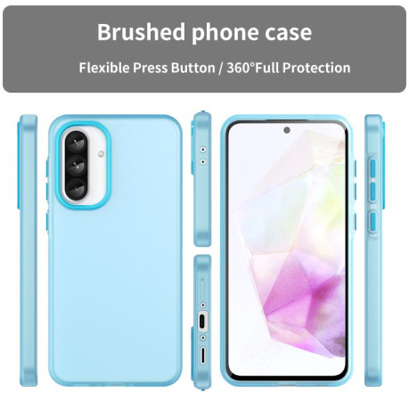 Противоударный чехол Frosted Translucent TPU Hybrid PC для Samsung Galaxy A56 5G - синий