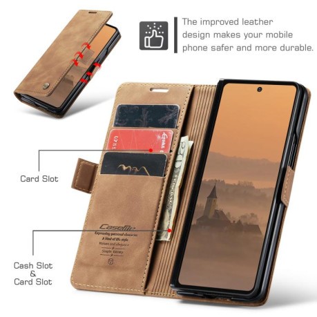 Чехол-книжка CaseMe-013 Multifunctional на Samsung Galaxy Fold 7 - коричневый
