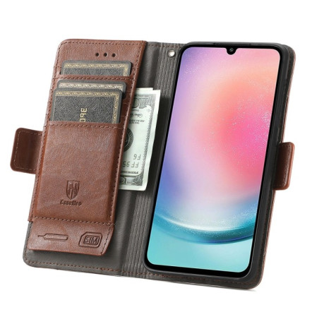 Чехол-книжка Dual-side Magnetic Buckle для Samsung Galaxy A35 - коричневый