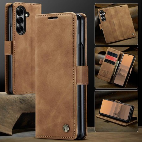 Чехол-книжка CaseMe-013 Multifunctional на Samsung Galaxy Fold 7 - коричневый