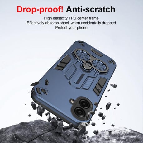 Чохол Double-Ring Holder з поворотним 360 утримувачем на Samsung Galaxy A07 - синій