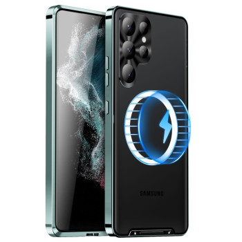 Противоударный чехол Frosted Meta (MagSafe) Samsung Galaxy S23 Ultra 5G - зеленый