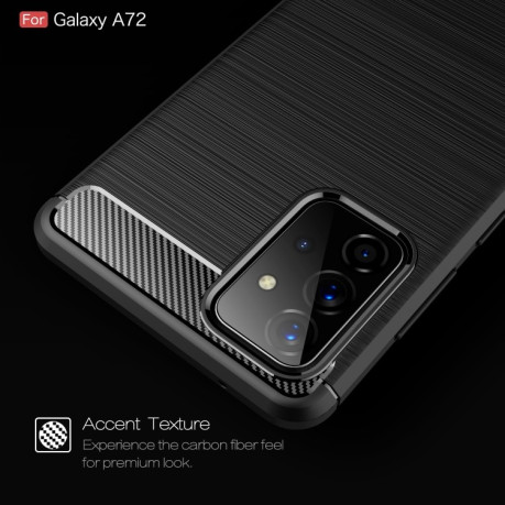 Чехол Brushed Texture Carbon Fiber на Samsung Galaxy A72 - красный