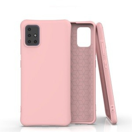 Противоударный силиконовый чехол Solid Color TPU Slim на Samsung Galaxy A51 - розовый