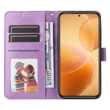 Чехол-книжка Embossed Sunflower для Xiaomi 14T Pro - фиолетовый