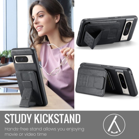 Чехол Fierre Shann Oil Wax Cow Leather Card Holder на Google Pixel 8a  - черный