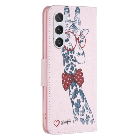 Чехол-книжка Colored Drawing Pattern для Samsung Galaxy S25 5G - Giraffe