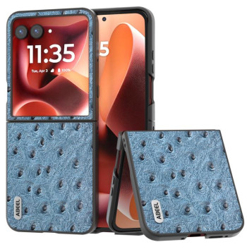 Кожаний чехол ABEEL Genuine Leather Ostrich Texture для Motorola Razr 60 Ultra - синій