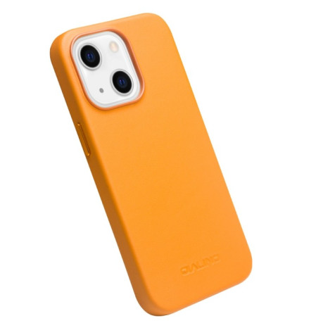 Кожаный чехол QIALINO Nappa Leather Case (with MagSafe Support) для iPhone 14/13 - оранжевый