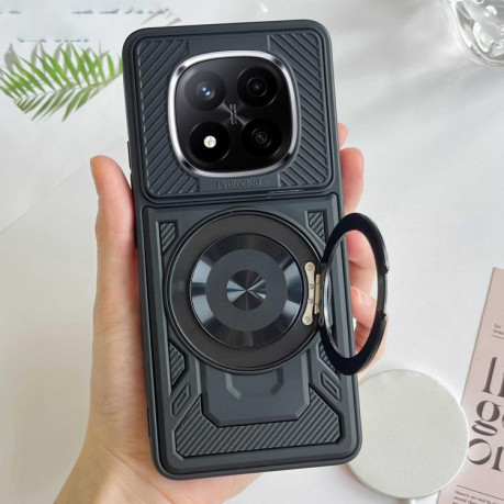 Ударозащитный чехол Armor Rotating Holder MagSafe на Xiaomi Redmi Note 14 Pro 4G Global - черный