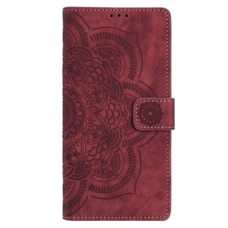 Чохол-книжка у стилі Retro з тисненням Mandala, м'якою фактурою і магнітним хлястиком на Xiaomi Redmi Note 15 Pro 4G Global 163.2mm — червоний