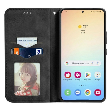 Чехол-книжка Retro Skin Feel Business Magnetic для Samsung Galaxy S25+ 5G - черный