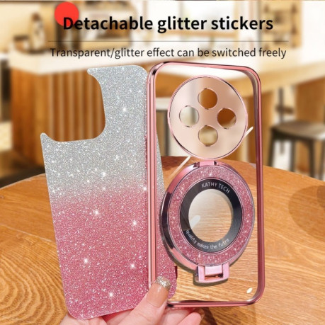 Протиударний чохол Plated Gradient Glitter Round Holder для OPPO Reno12 F/12FS - сріблястий
