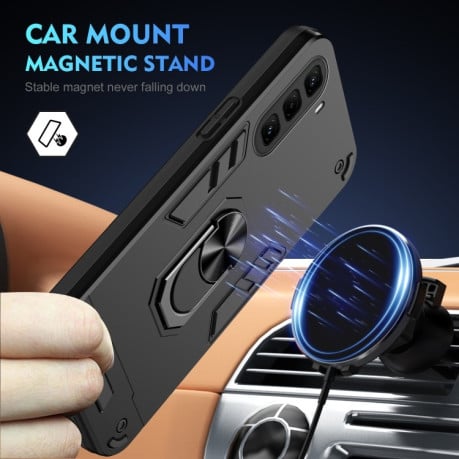 Ударозащитный чехол Metal Ring Holder для Infinix Hot 50 Pro+ 4G - черный