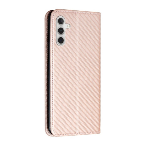 Чохол-книжки Carbon Fiber для Samsung Galaxy A54 - рожеве золото