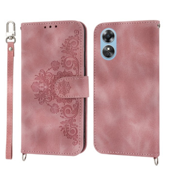 Чехол-книжка Skin-feel Flowers Embossed для OPPO Reno8 T 4G Global - розовый