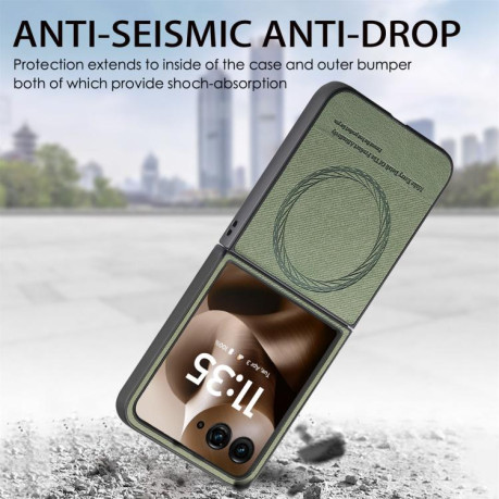Чехол Twill Fabric Leather Skin Magnetic для Motorola Razr 60 Ultra - зелений