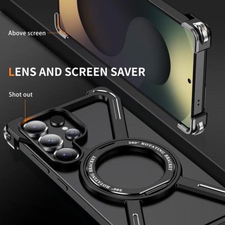 Протиударний чохол Titanium Alloy MagSafe Magnetic Airbag Shockproof для Samsung Galaxy S25 Ultra 5G - чорний